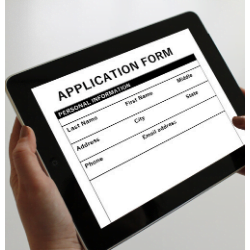 An image of a tablet having application form